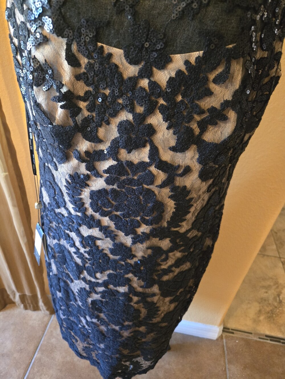 Elegant Black Lace Overlay Dress